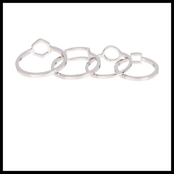 VINCE CAMUTO 4 SET STACKABLE GEO SILVER RINGS A2C - Picture 5 of 8